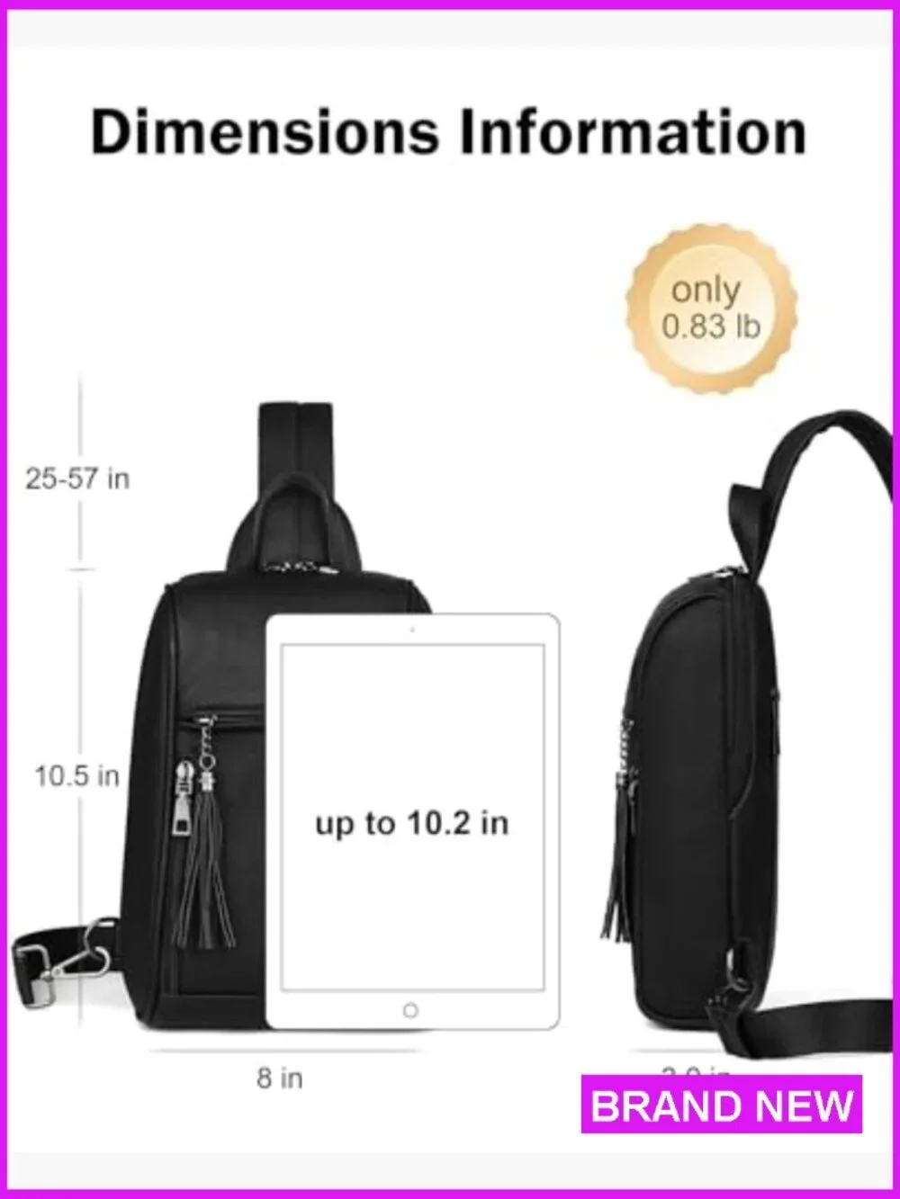 Sling Bag Crossbody Backpack with Tassels Lightweight Travel Purse